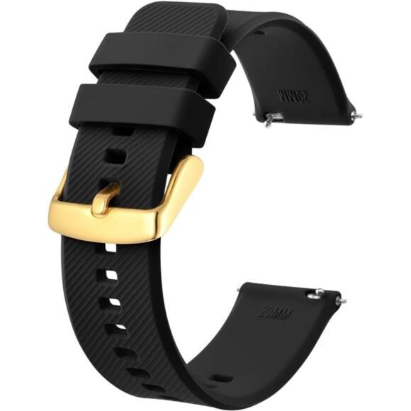 18mm 19mm 20mm 21mm 22mm, Quick Release Silicone Watch Black main image 7